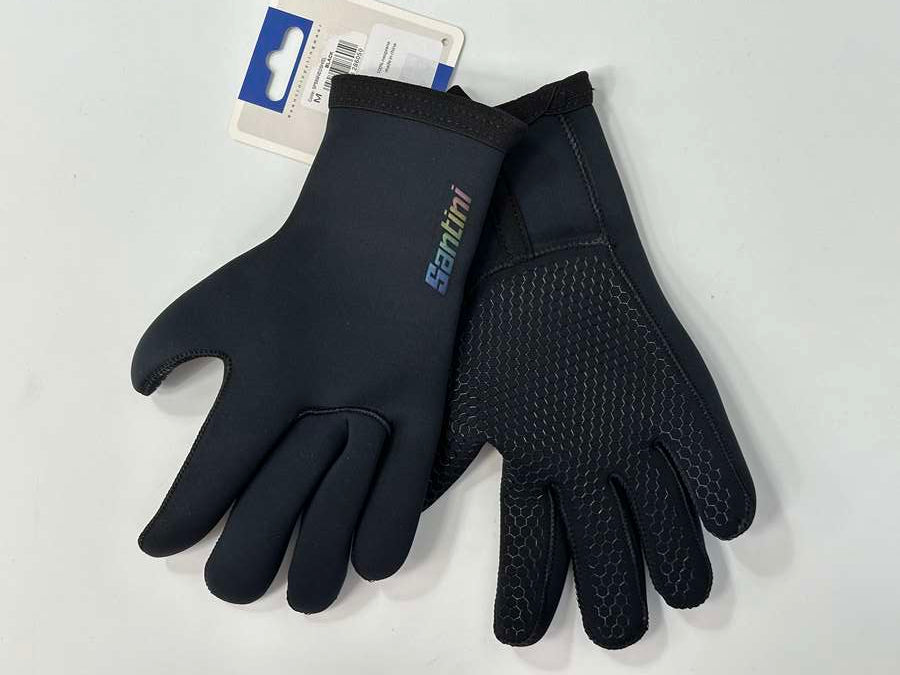 Santini   Black Unisex Neoprene Winter Gloves