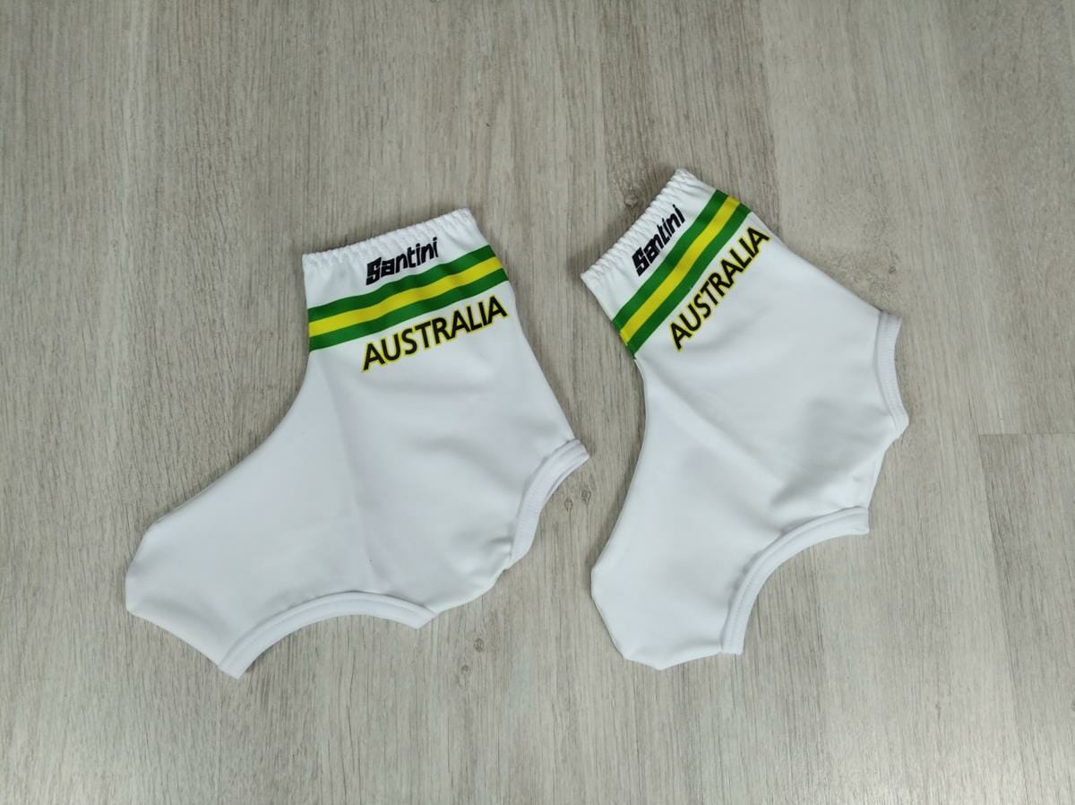 Australian Cycling Team - White Aero Shoe Covers with Logo by Santini