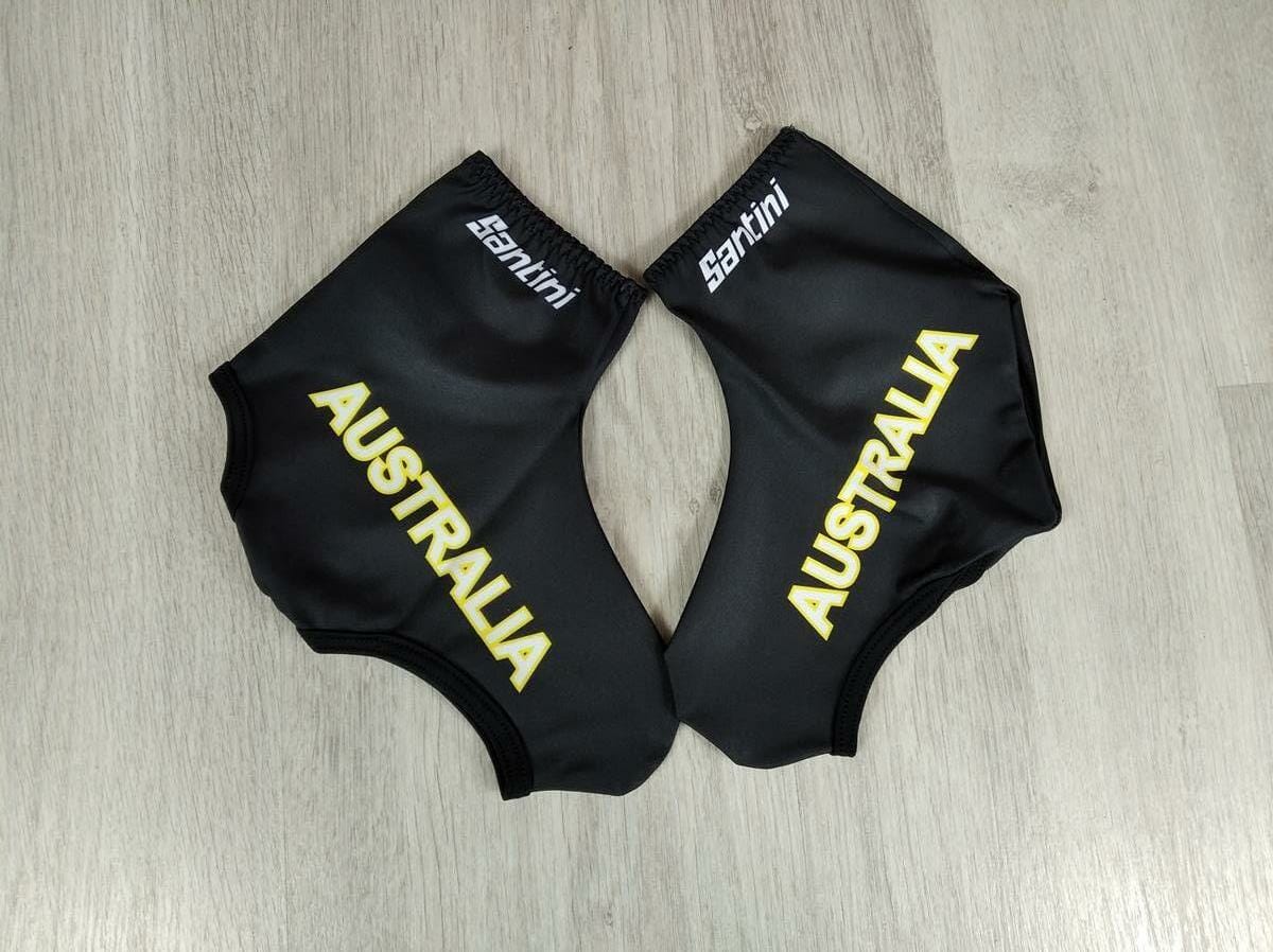 Equipo ciclista australiano - Cubrezapatillas aerodinámicos negros sin logotipo de Santini