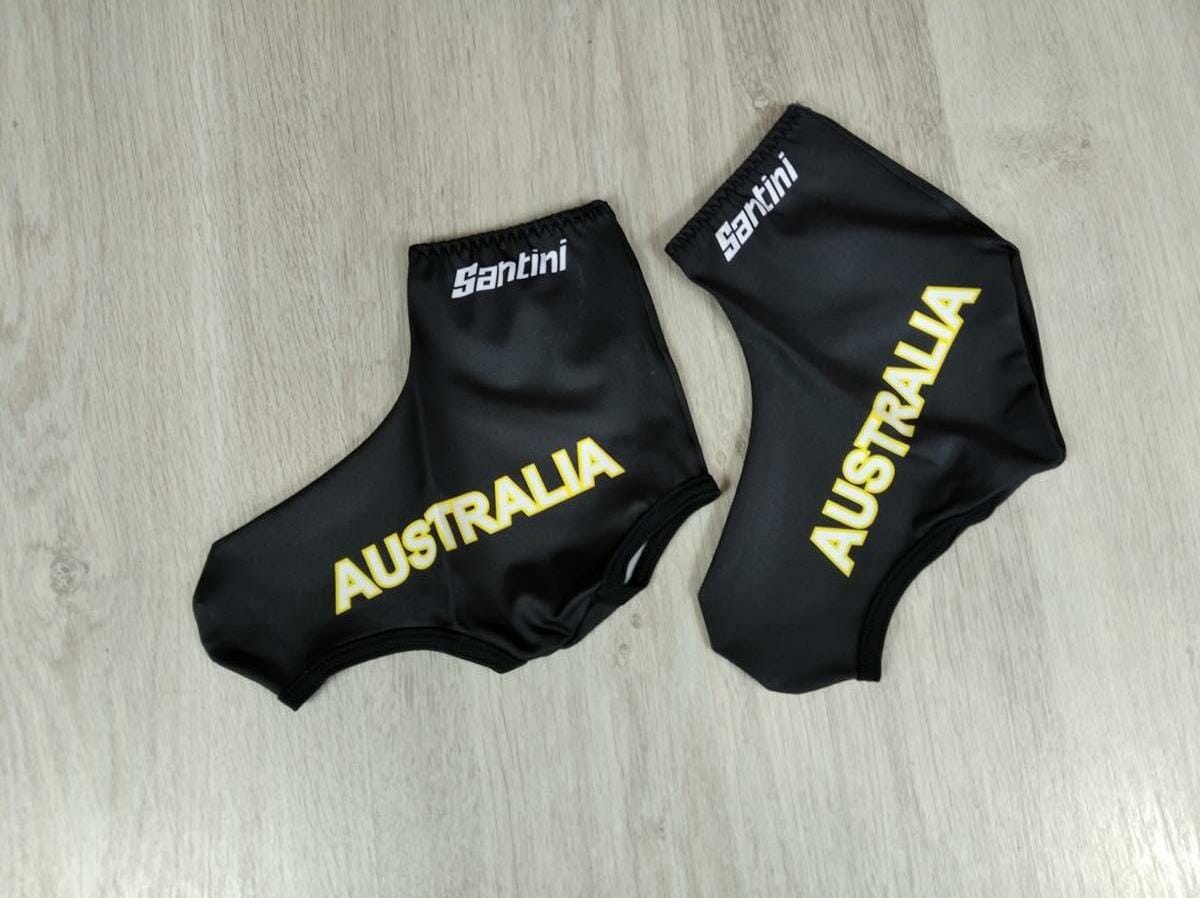 Équipe cycliste australienne - Couvre-chaussures Aero noirs sans logo Santini
