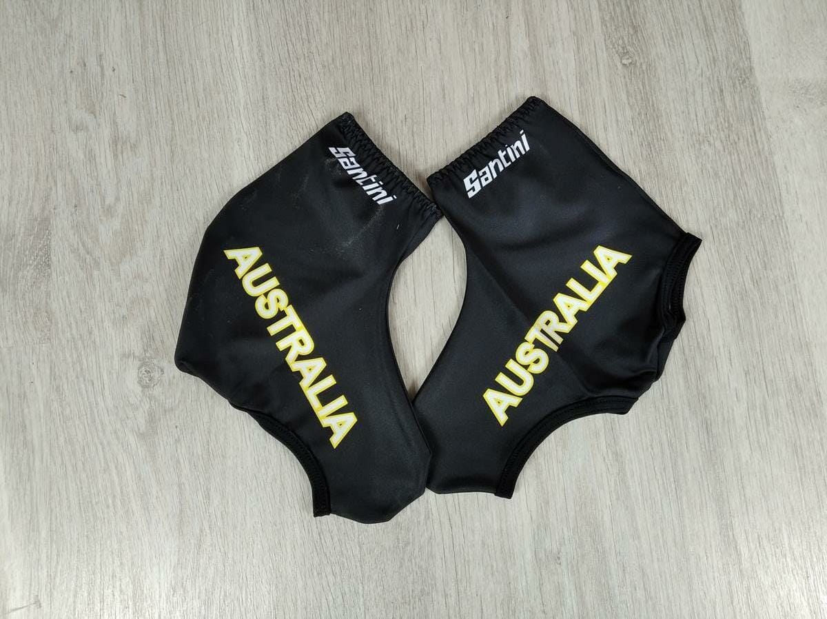 Equipo ciclista australiano - Cubrezapatillas aerodinámicos negros sin logotipo de Santini