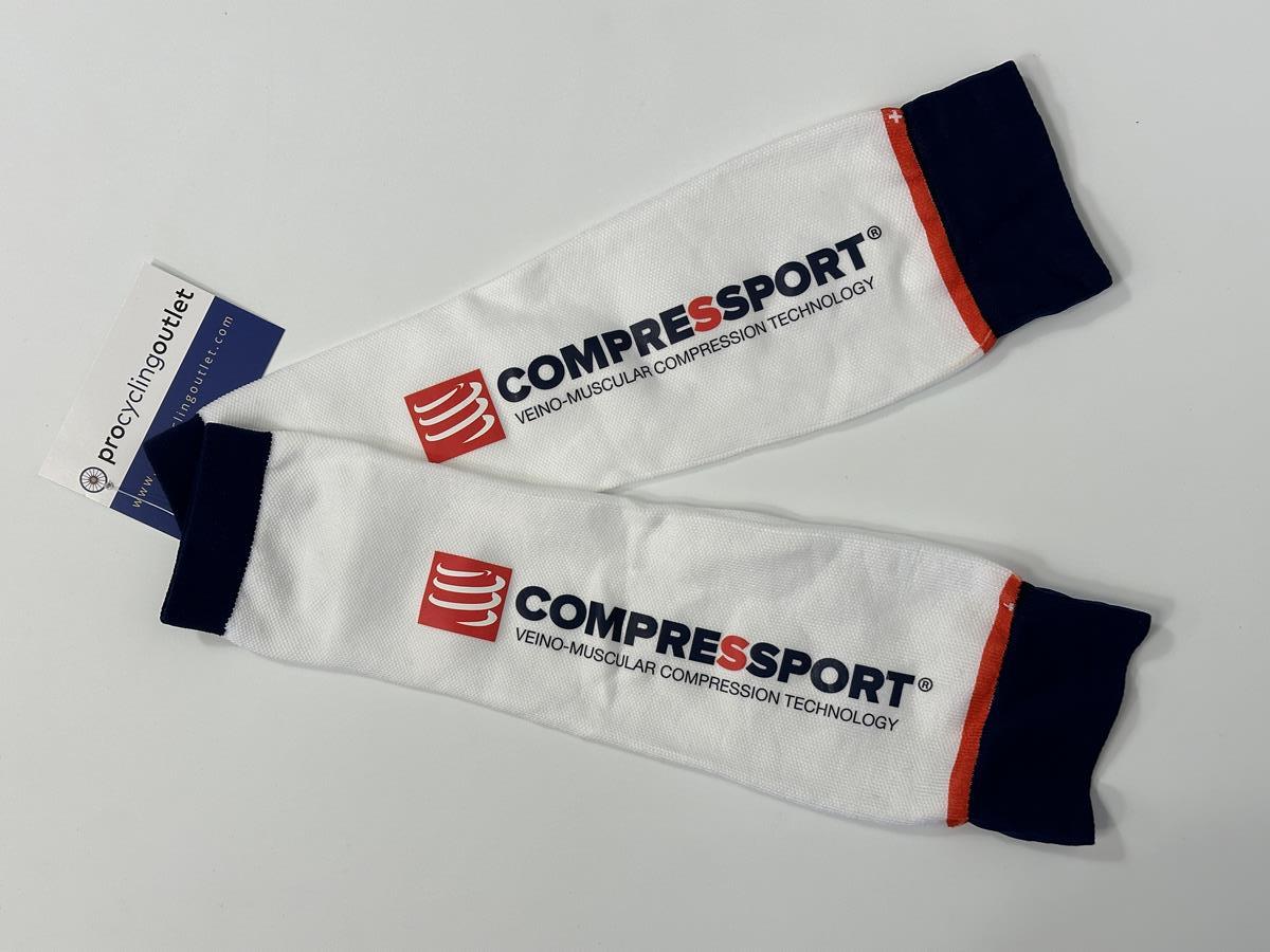 IAM Cycling Team - White Compression Arm Warmers by Compressport
