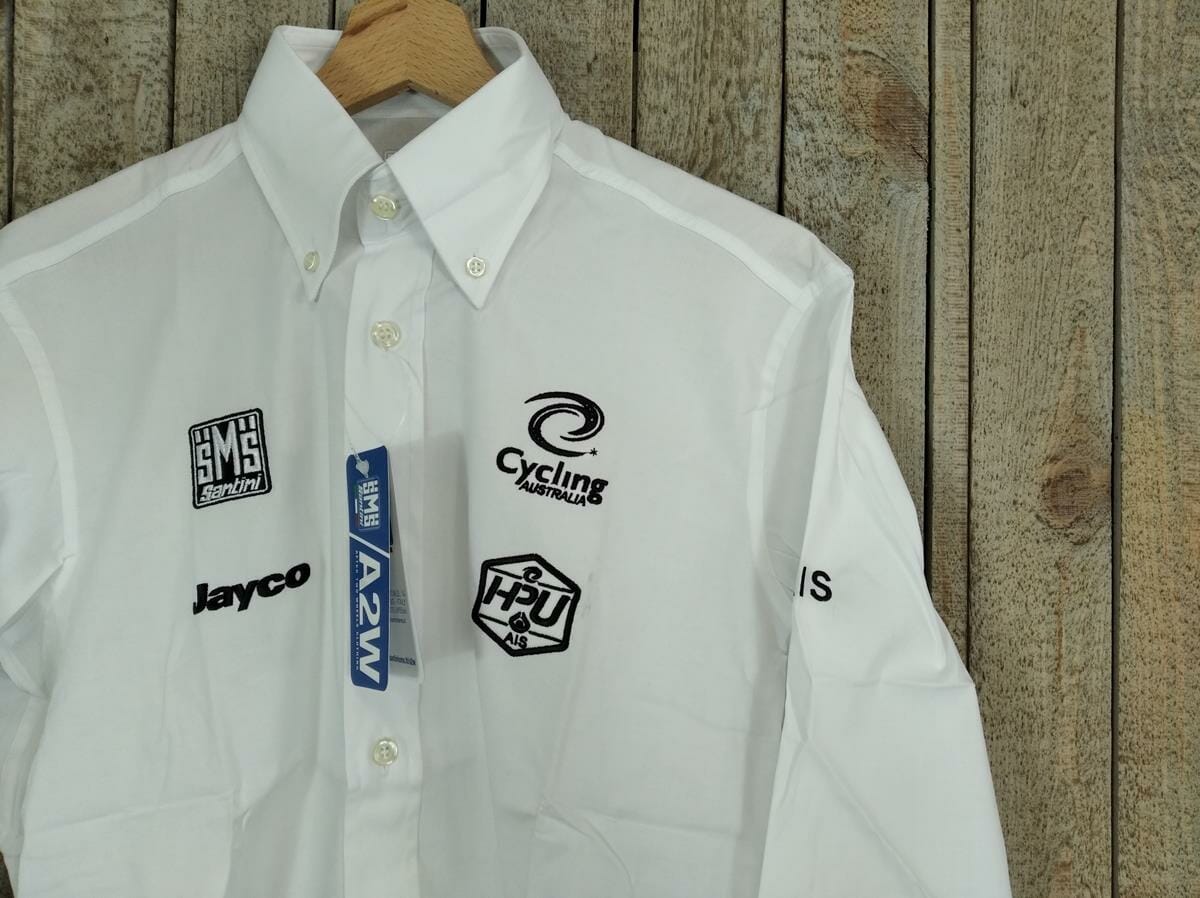 Camisa de vestir A2W Australia blanca de manga larga de Santini